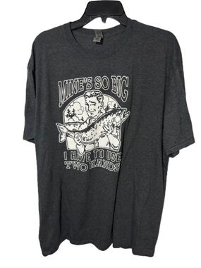 Gildan Charcoal Graphic Tee with White Fishing Design